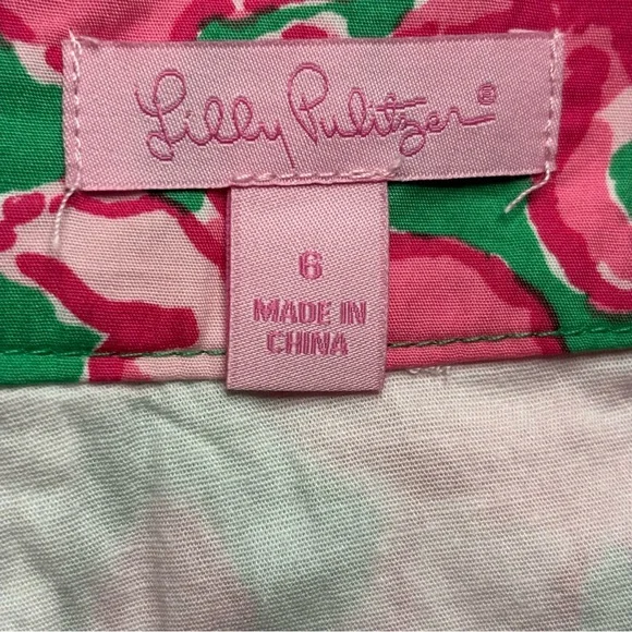 Lilly Pulitzer Jarvey Cotton Skort Skirt Sz 6 Pink Green All a Flutter Ric Rac - Picture 5 of 11